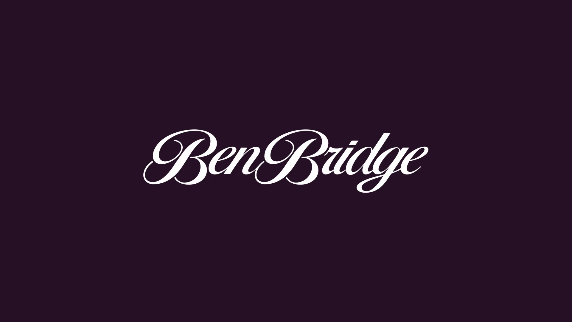 The Ben Bridge script wordmark in white on deep aubergine